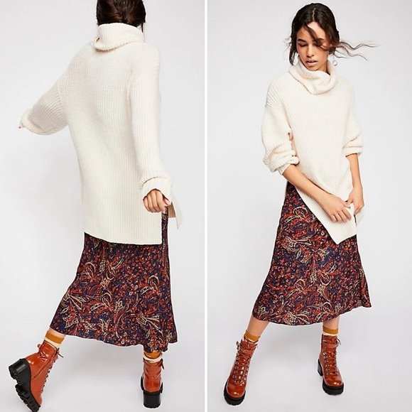 Free People Eleven Sweater in Cream Size XS New OB870945 Turtleneck Tunic - Picture 5 of 12